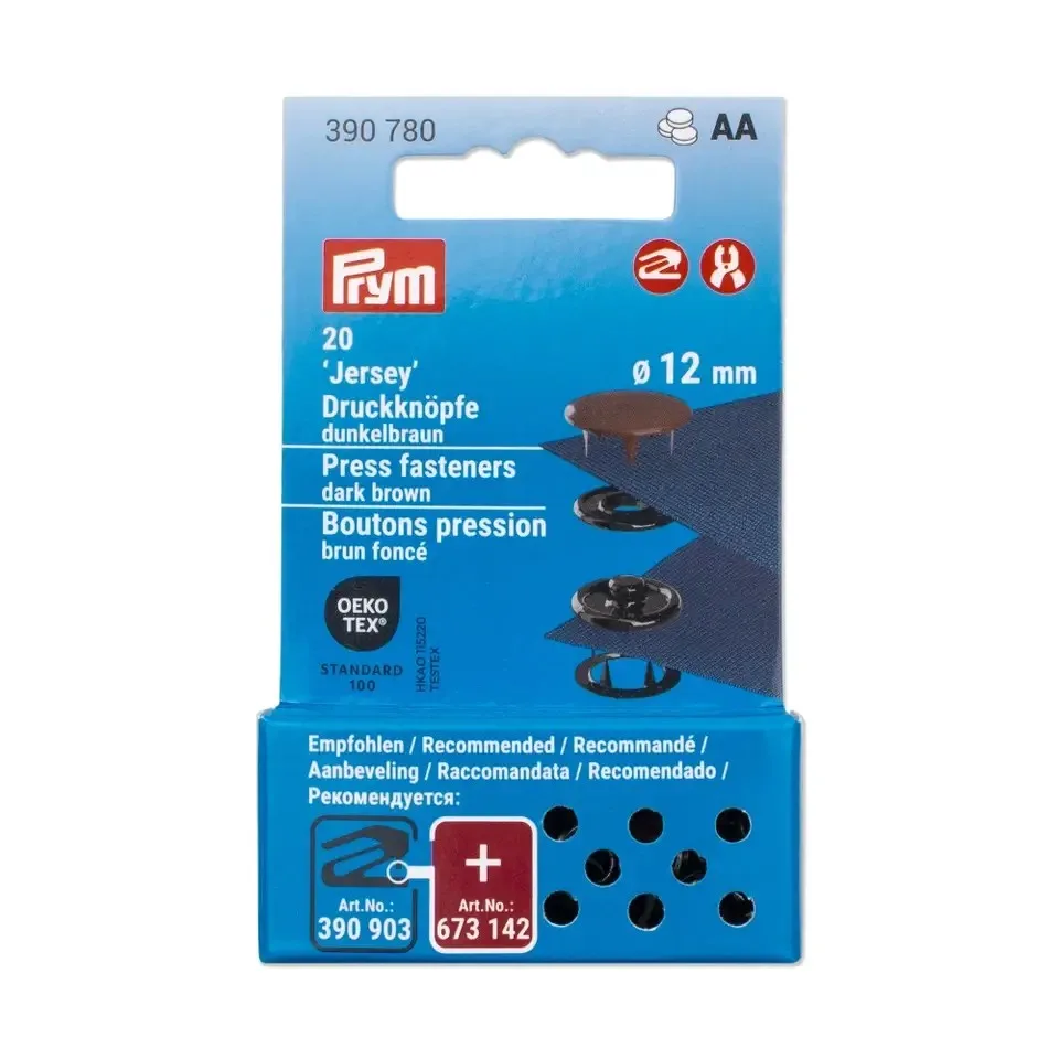 Prym 'Jersey' Druckknöpfe Dunkelbraun, Jersey-Druckknopf von Prym