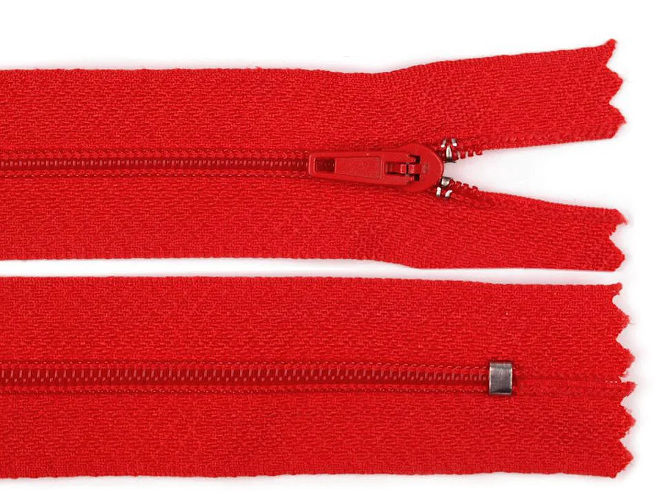 Reißverschluss nicht teilbar 35 cm in Rot, Spirale 3 mm