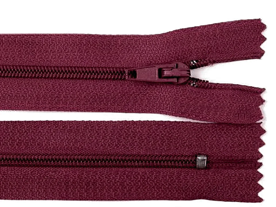 Reißverschluss nicht teilbar 25 cm in Bordeaux, Spirale 3 mm