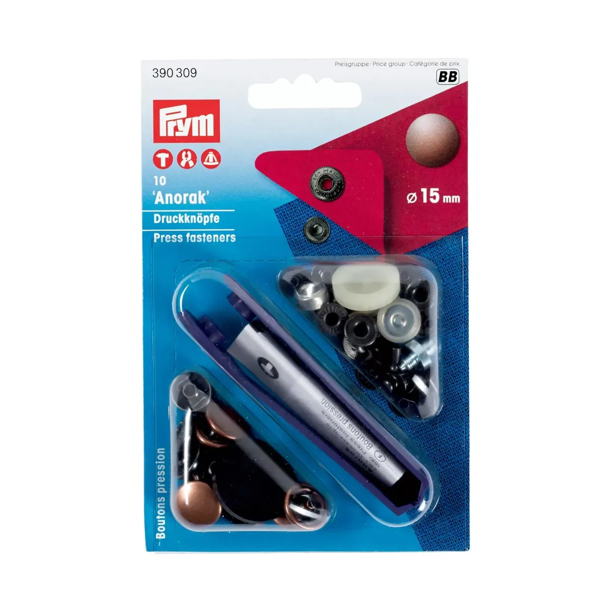 Nähfrei-Druckknopf Anorak, altkupfer, Metall-Druckknopf von Prym