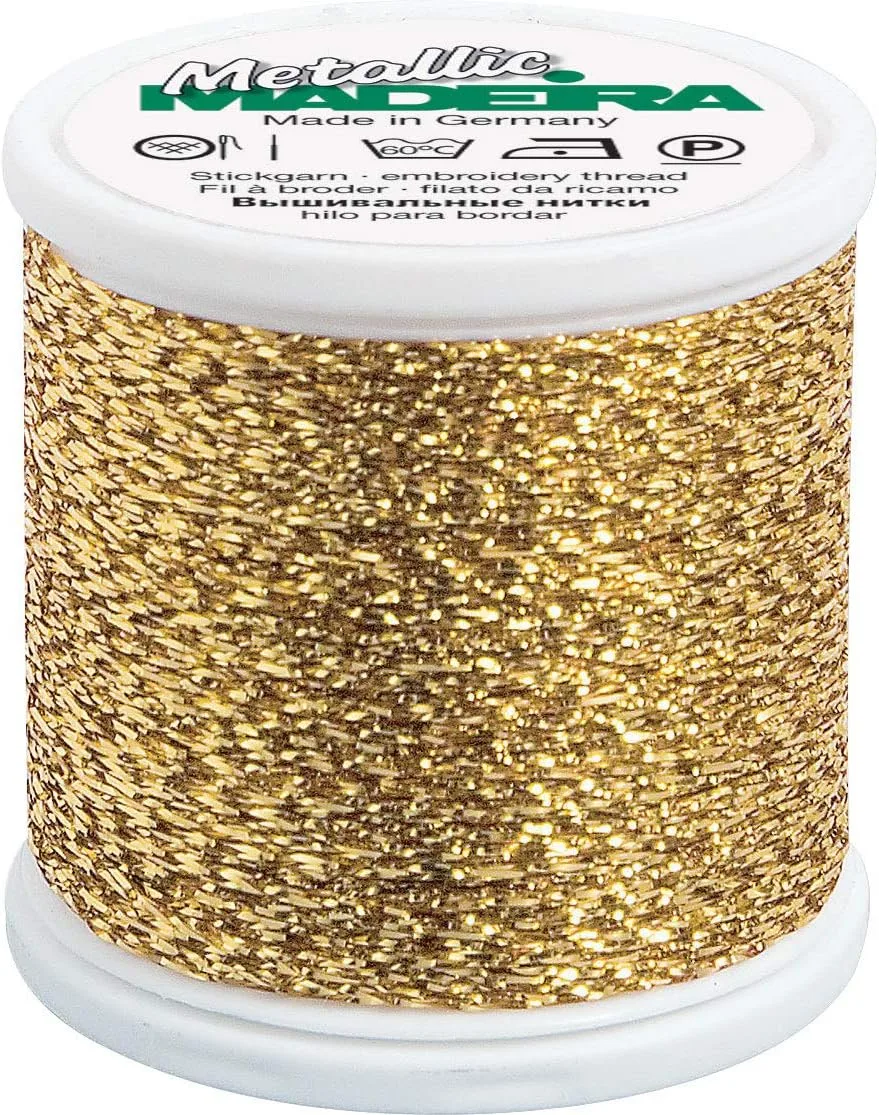 Spule Madeira Metallic Sparkling Stickgarn in Gold, Farbcode 025