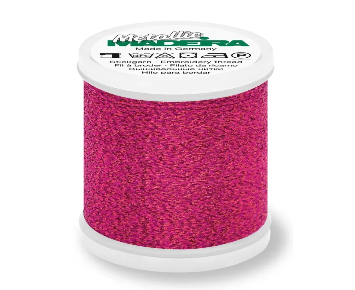 Spule Madeira Metallic Sparkling Stickgarn in Rosa, Farbcode 018