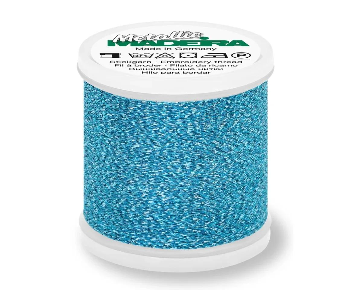 Spule Madeira Metallic Sparkling Stickgarn in Blau, Farbcode 301