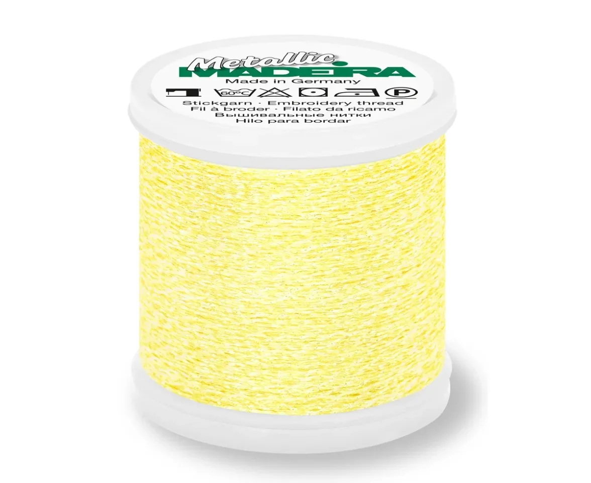 Spule Madeira Metallic Sparkling Stickgarn in Gelb, Farbcode 303