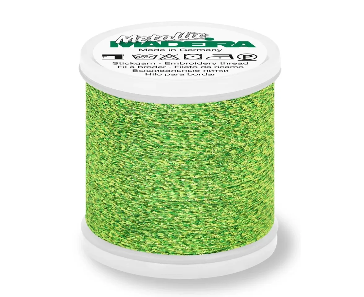 Spule Madeira Metallic Sparkling Stickgarn in Limette, Farbcode 052