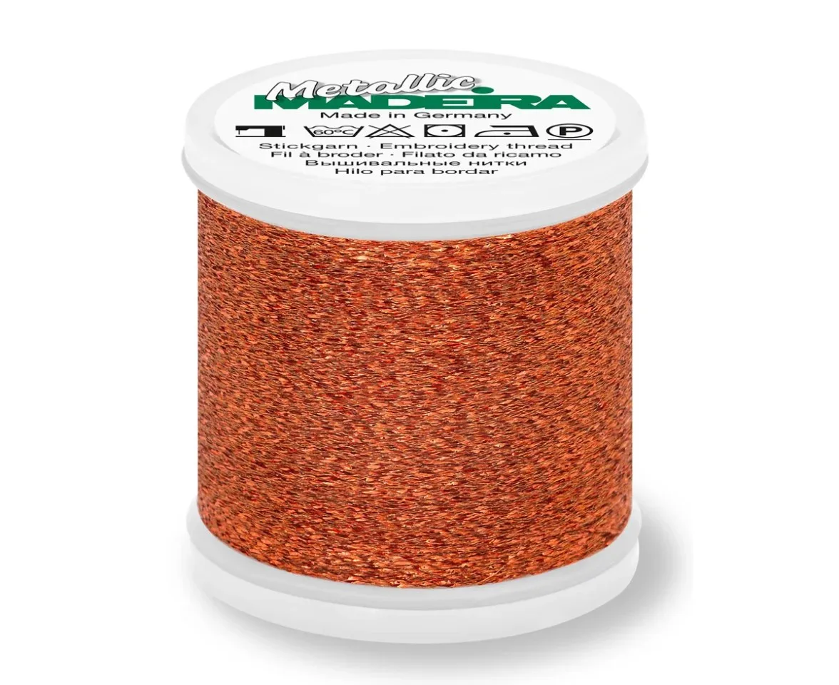 Spule Madeira Metallic Sparkling Stickgarn in Rost, Farbcode 028
