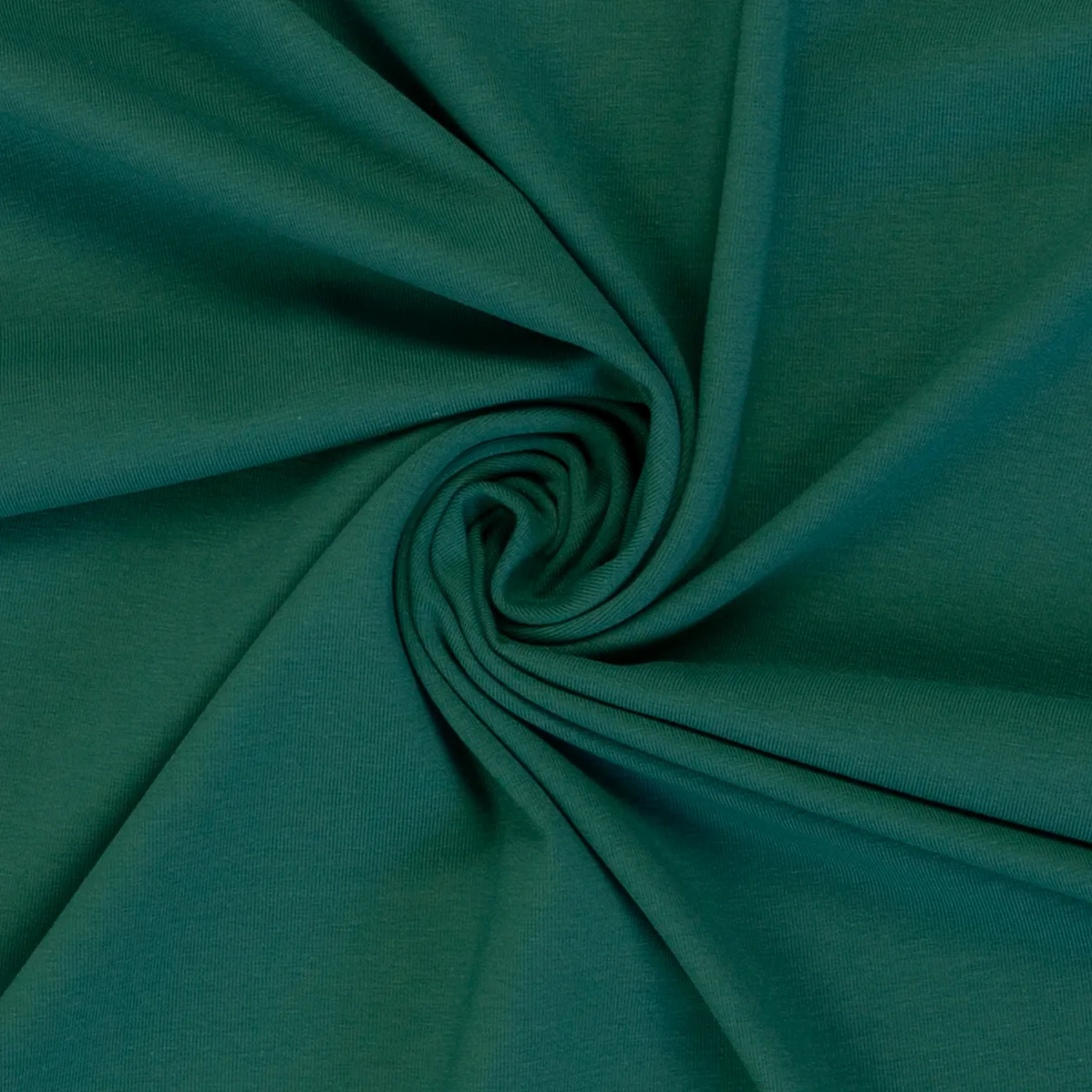 Baumwolljersey in Smaragd, Meterware im Detail