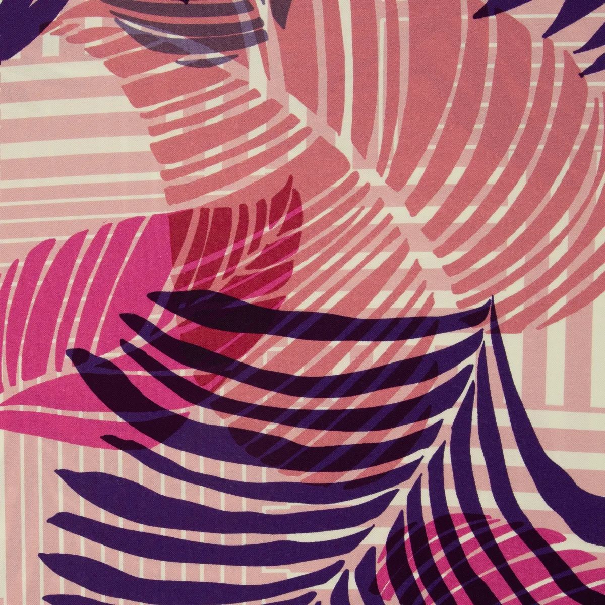 Baumwolljersey Blätter in Rosa/Lila/Grün, Meterware im Detail