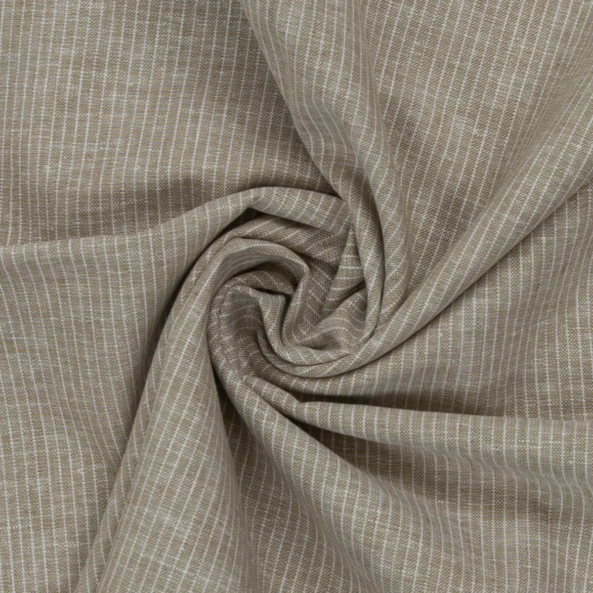 Baumwoll-Leinen Streifen in Schlamm, Meterware im Detail