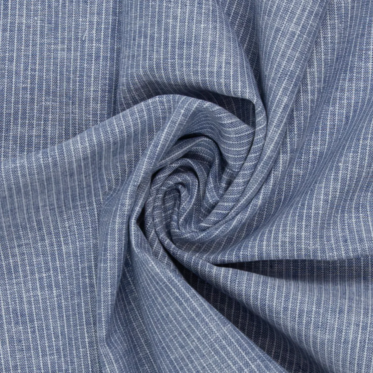 Baumwoll-Leinen Streifen in Jeansblau, Meterware im Detail