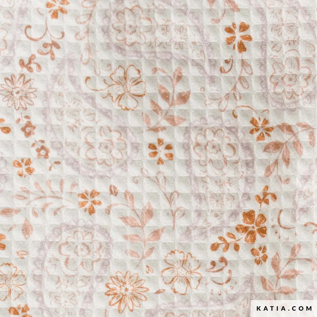 Piqué Waffelpiqué gewebt Paisley in Creme/Terracotta, Meterware im Detail
