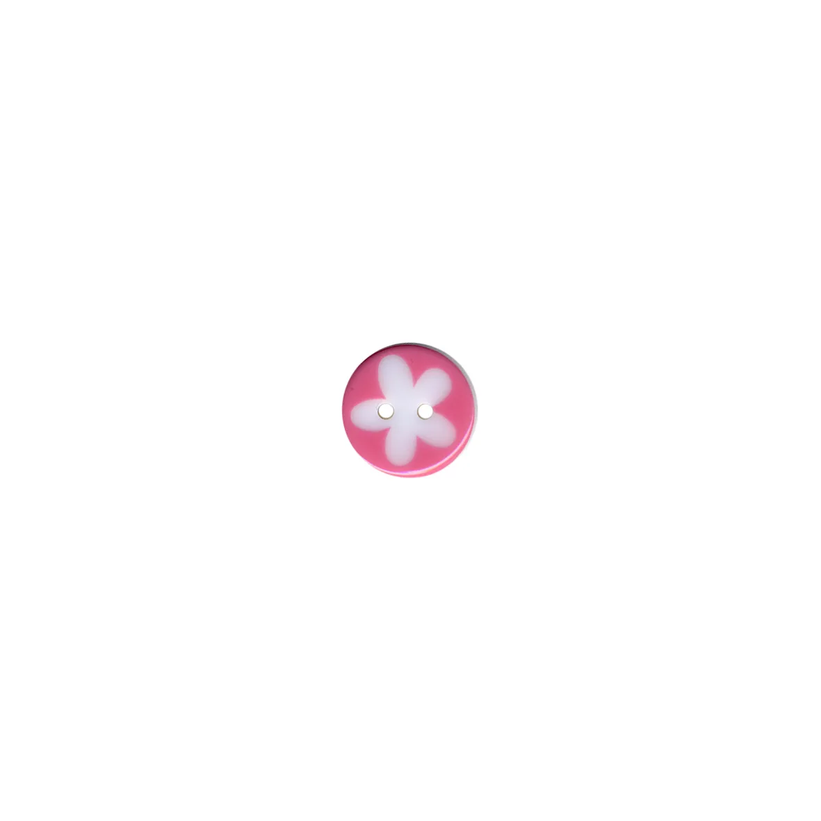 Kunststoffknopf 13 mm in Rosa mit weiße Blüte