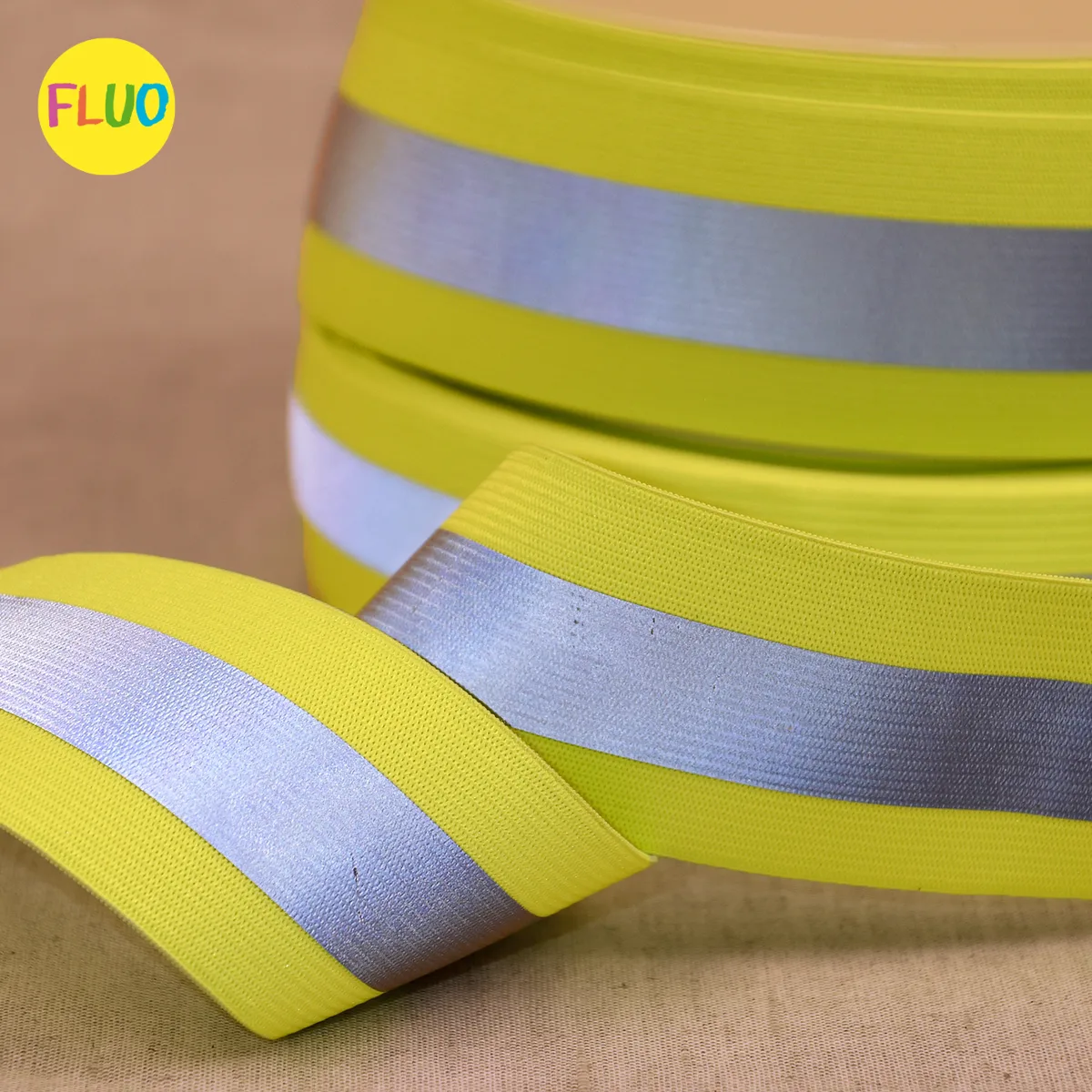 Gummiband Reflektierend Neongelb, Meterware im Ausschnitt