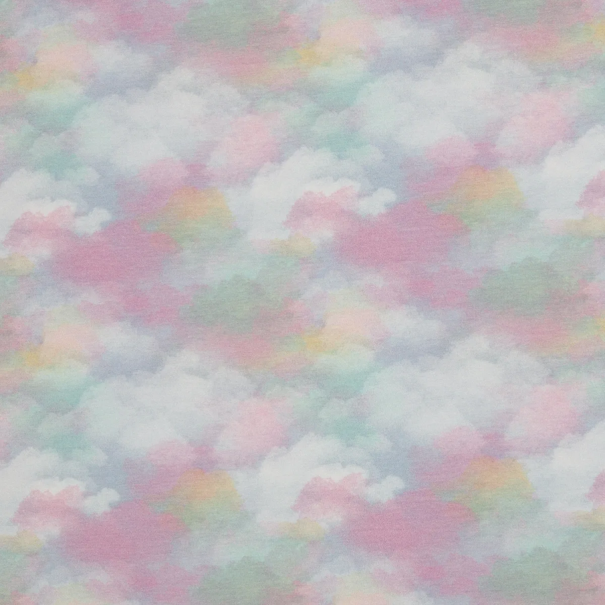 Sommersweat French Terry Wolken in Pastell Bunt, Meterware im Detail