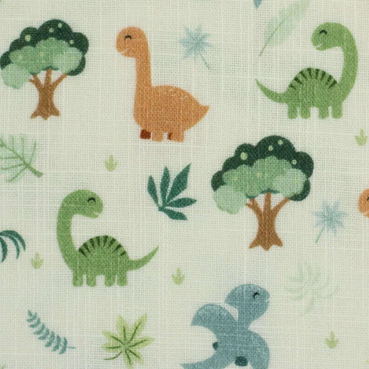 Musselin Dinos in Natur, Meterware im Detail