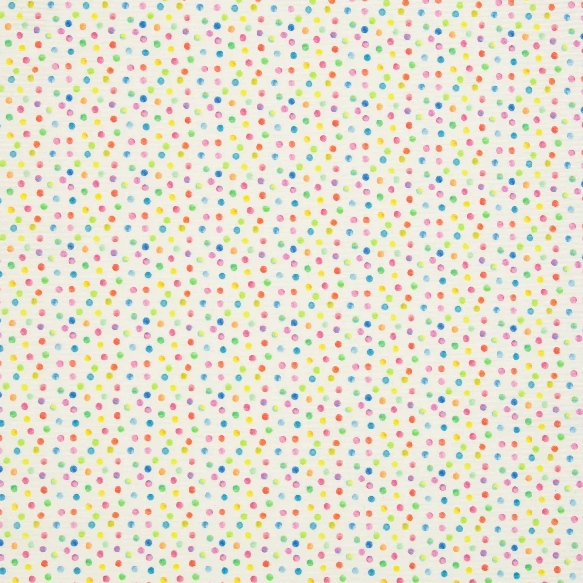 Beschichtete Baumwolle Zuschnitt mit bunten Punkten auf weißem Grund