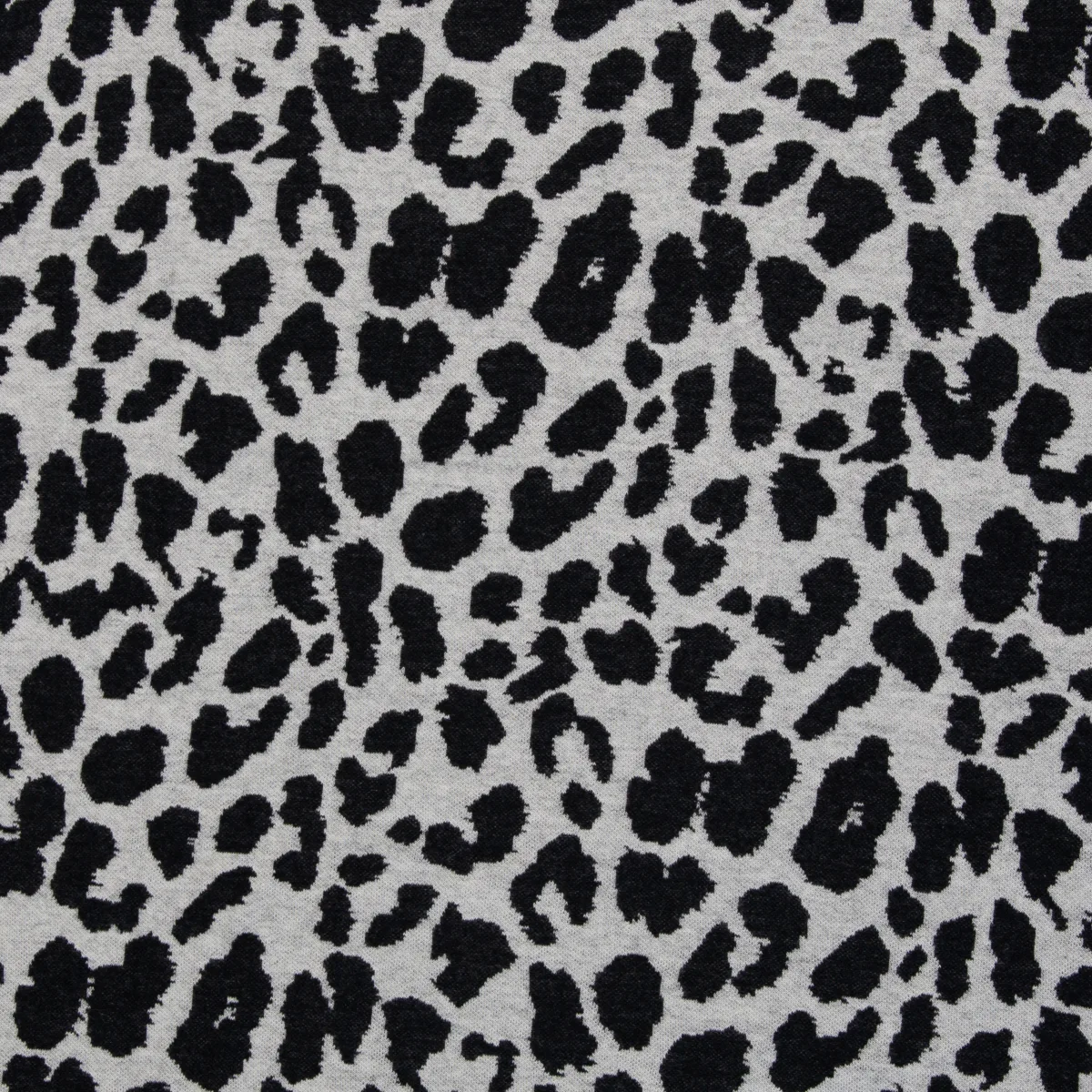 Jacquard-Jersey Ottoman Emily mit schwarzem Leo auf Naturweiß
