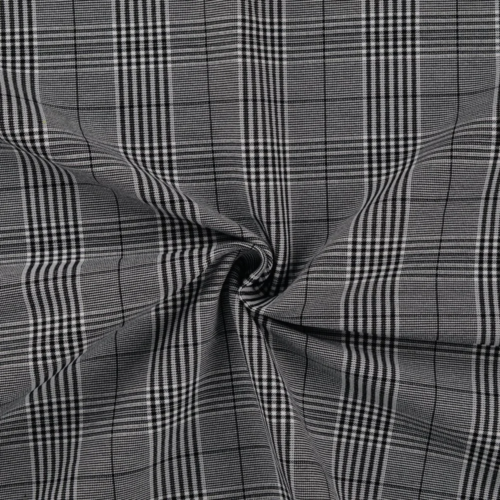Polyester-Webware in Schwarz-Weiß mit Karo, Stoff in ganzer Breite