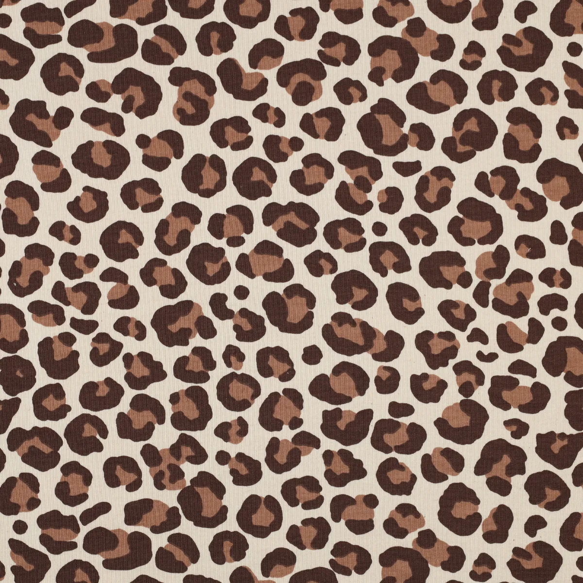 French Terry Sommersweat Leopardenprint braun in Creme, Nahaufnahme der Oberfläche