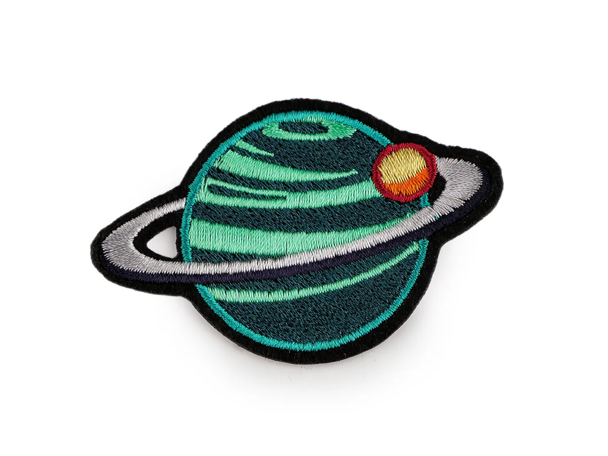 Aufbügler Planet Smaragdgrün, bestickt, zum Aufbügeln