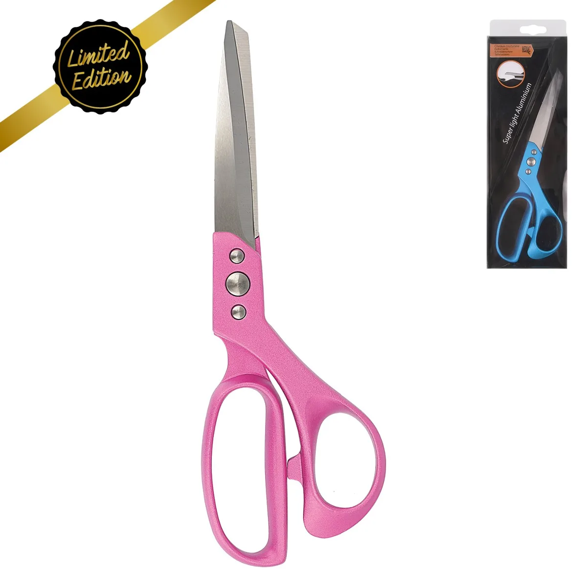 Schneiderschere 23 cm mit Griffen in Pink