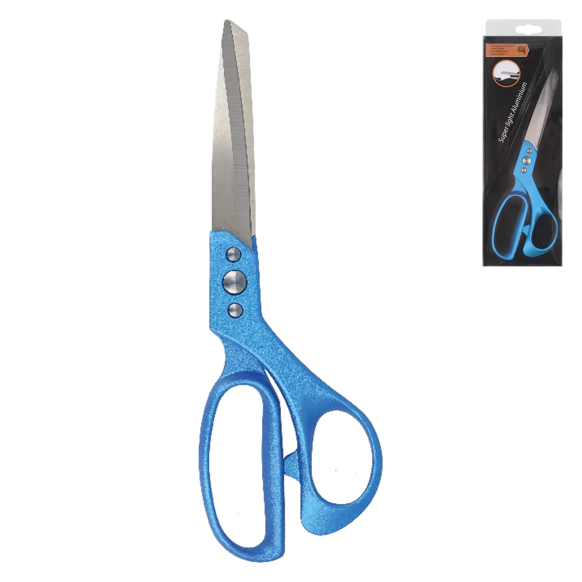 Schneiderschere 23 cm mit Griffen in Blau