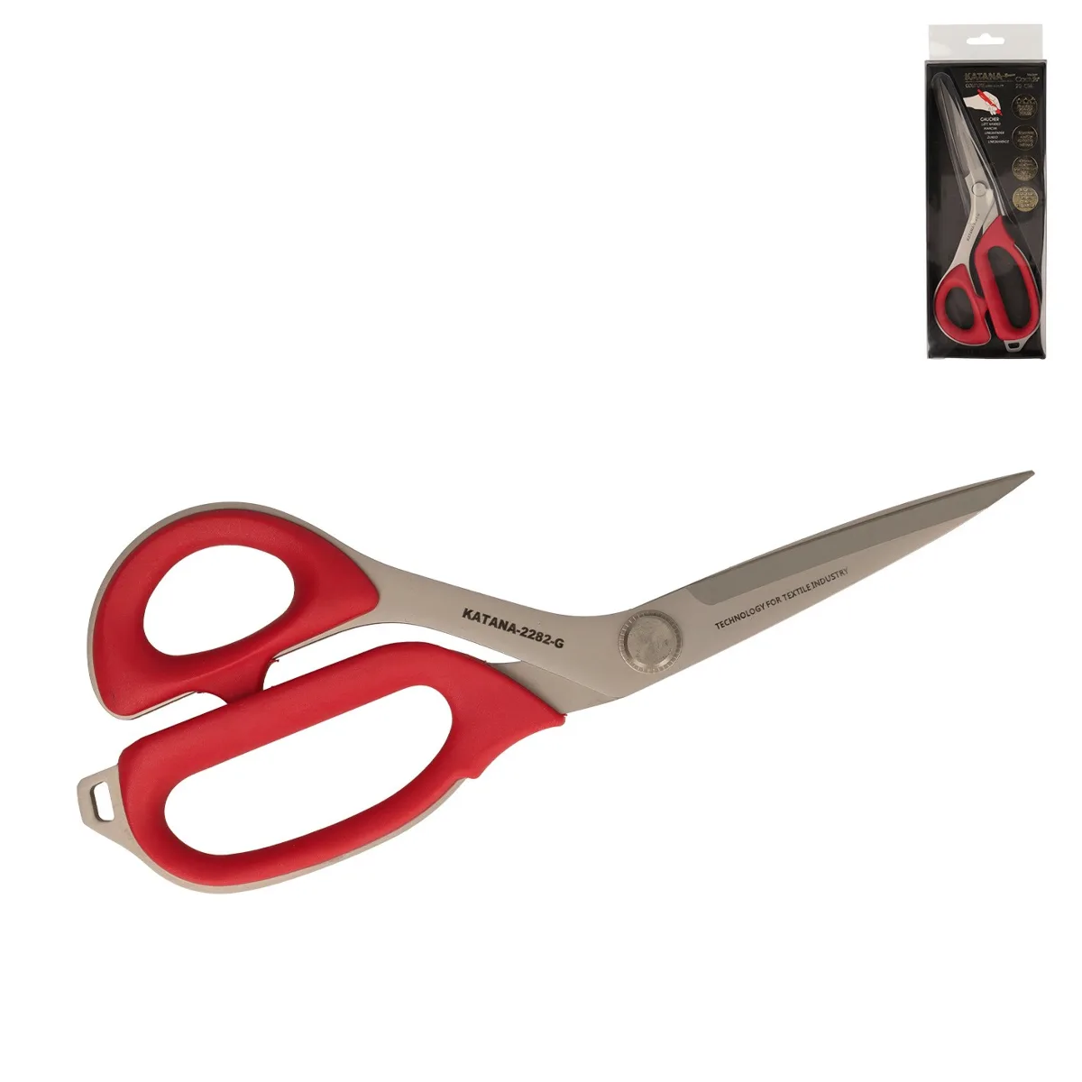 Schneiderschere 20 cm für Linkshänder mit roten Griffen