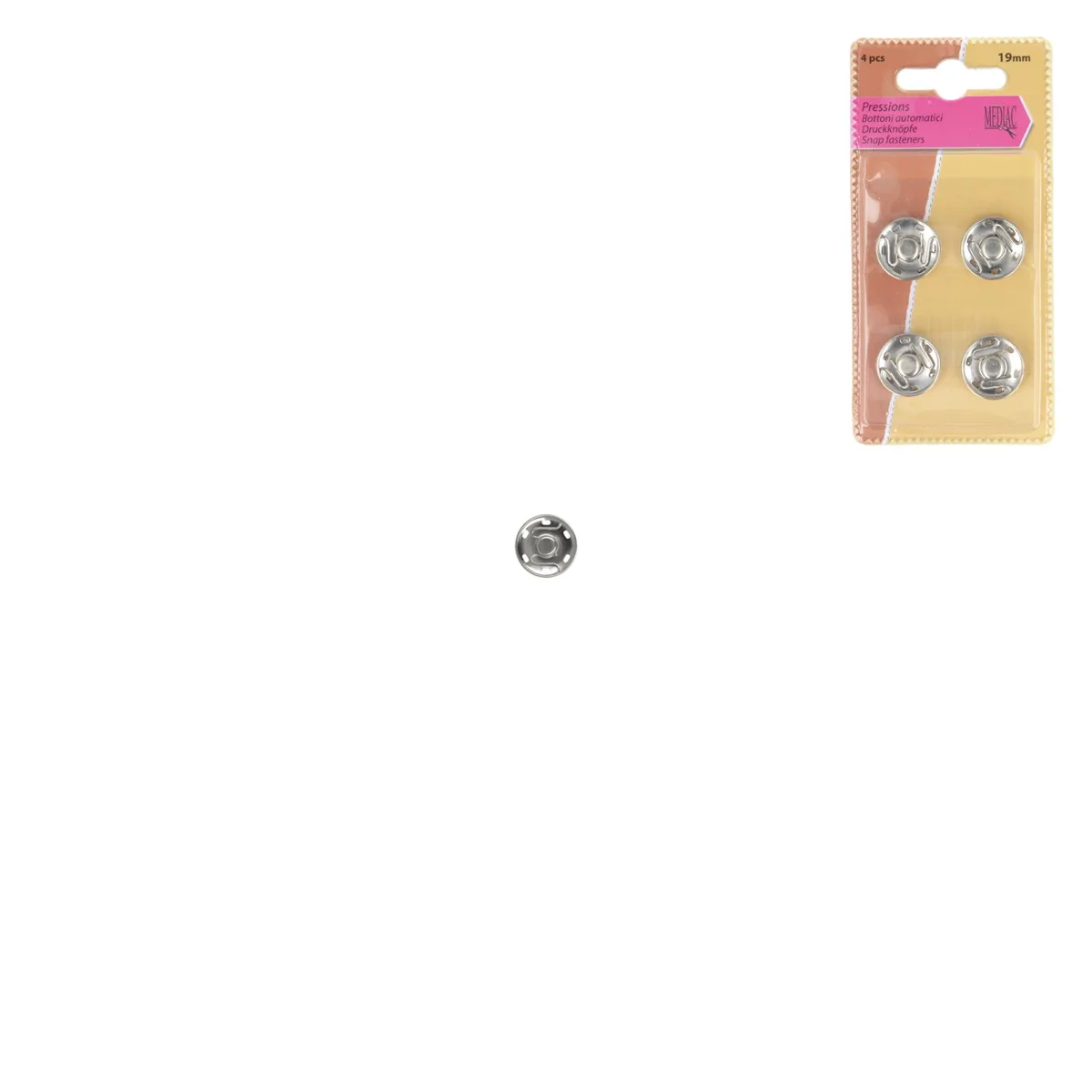 Annähdruckknöpfe 7 mm in Silber auf der Karte, 16 Stück