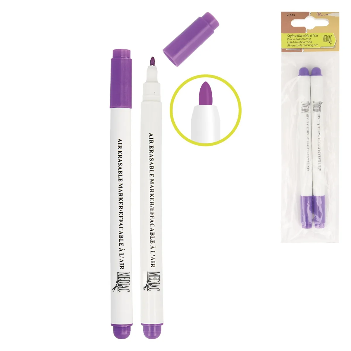 Textilstift selbstlöschend mit zwei Spitzen, Strich in Violett