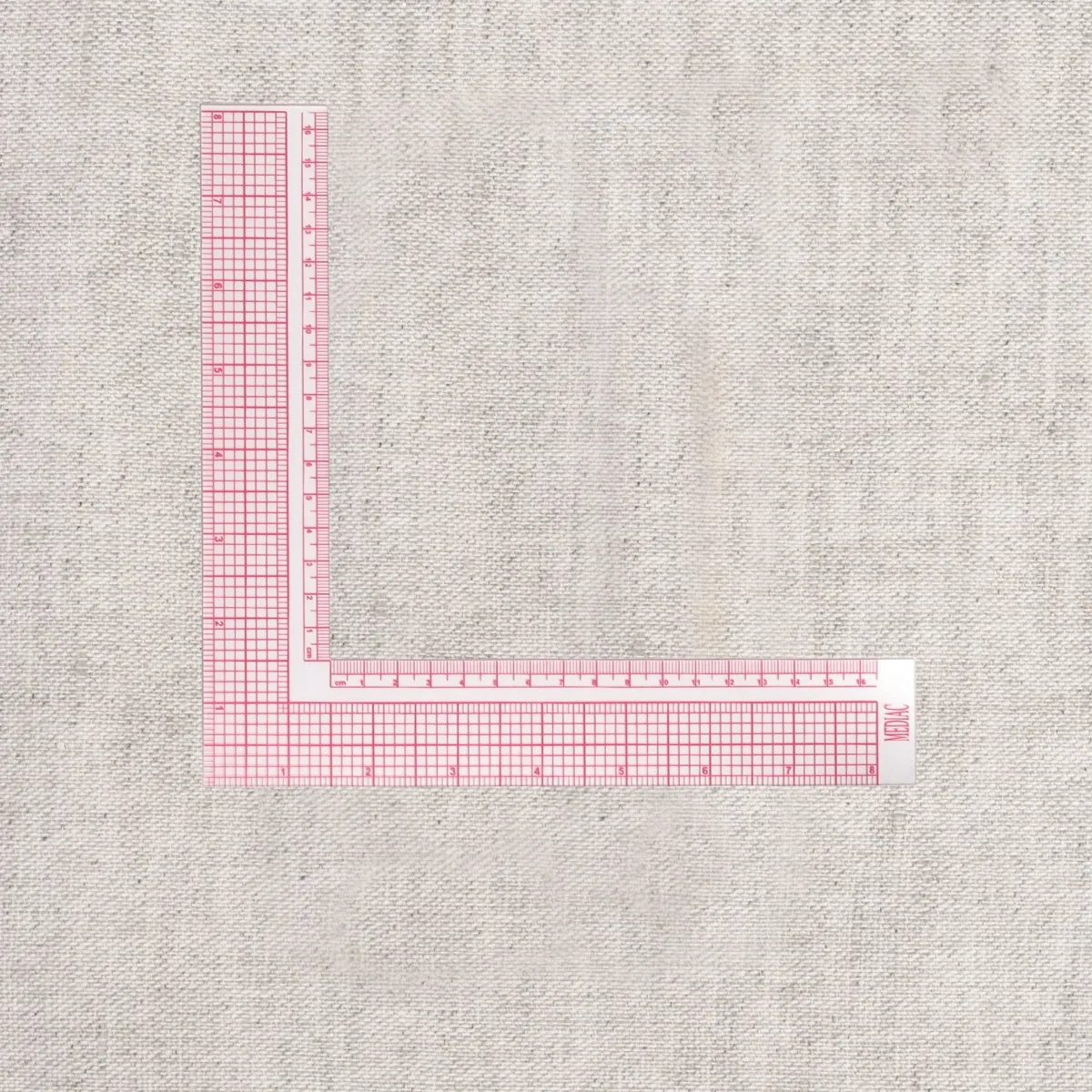 Winkellineal 16 cm mit rosa Raster, rechtwinklig