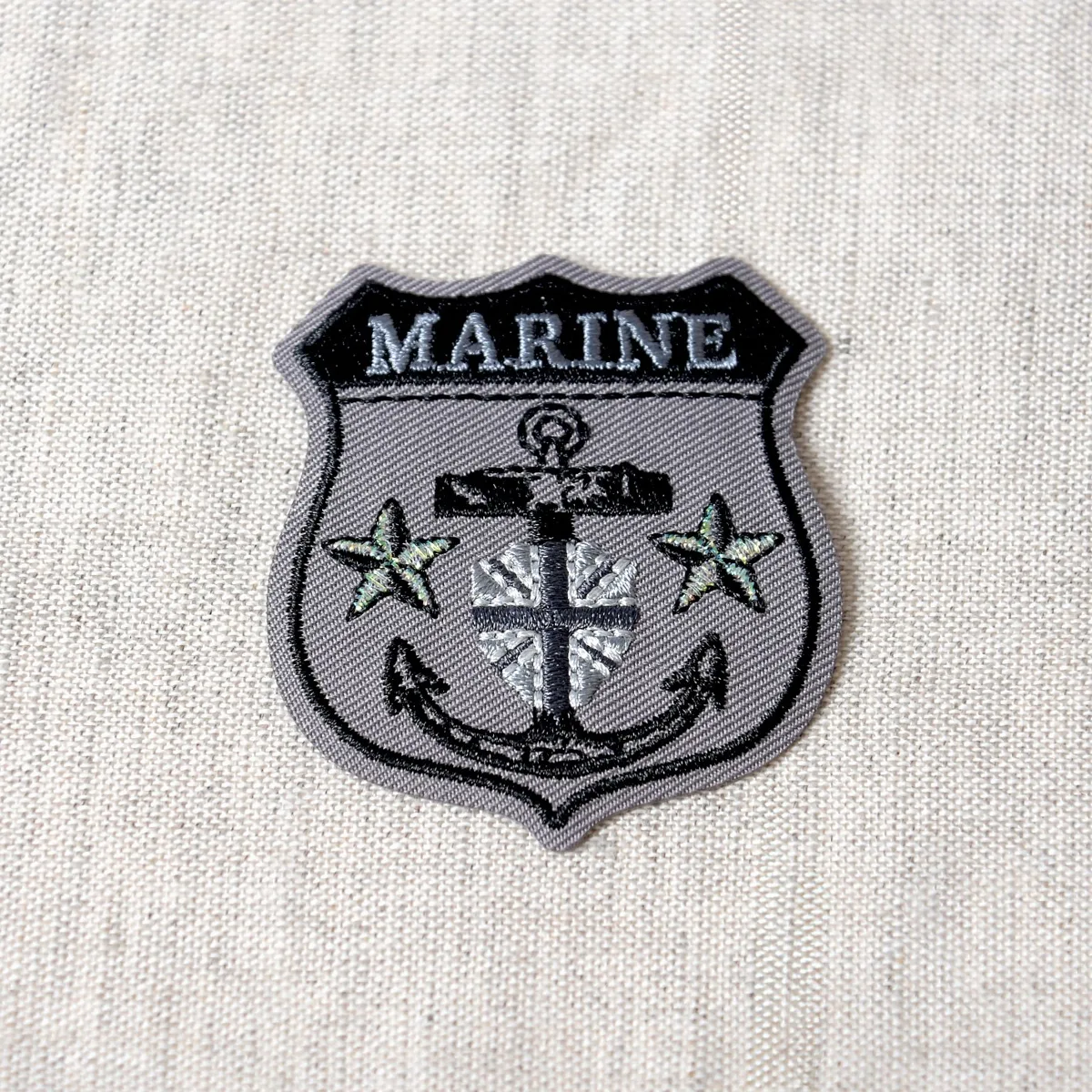 Bügelapplikation graues Marine-Wappen zum Aufbügeln auf Stoff