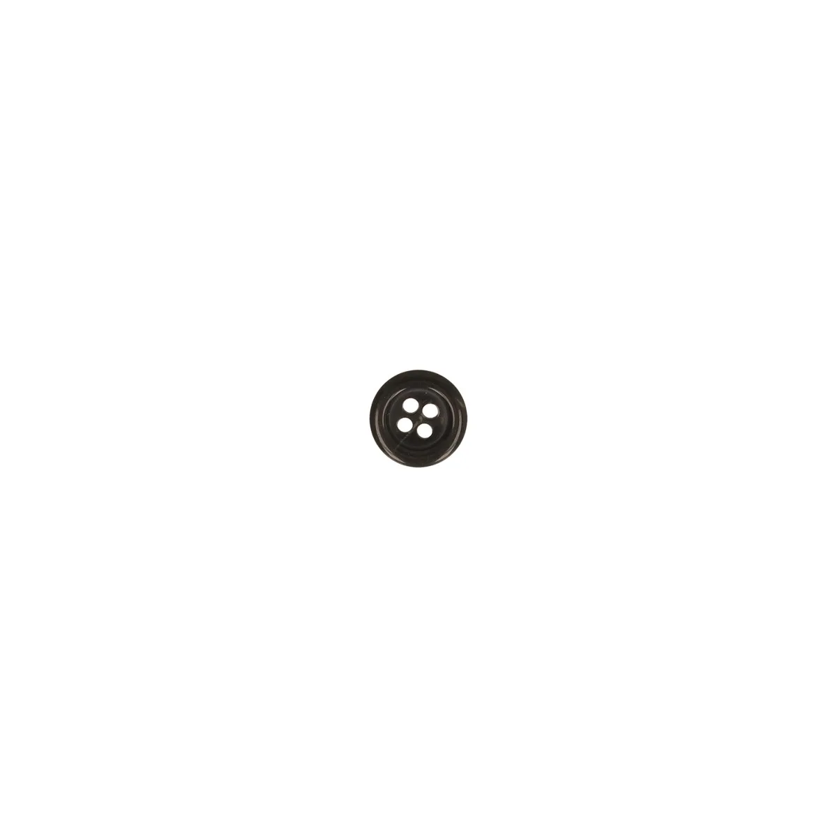 Kunststoffknopf 15 mm in Schwarz, 4-löchrig, mit breitem, erhabenem Rand