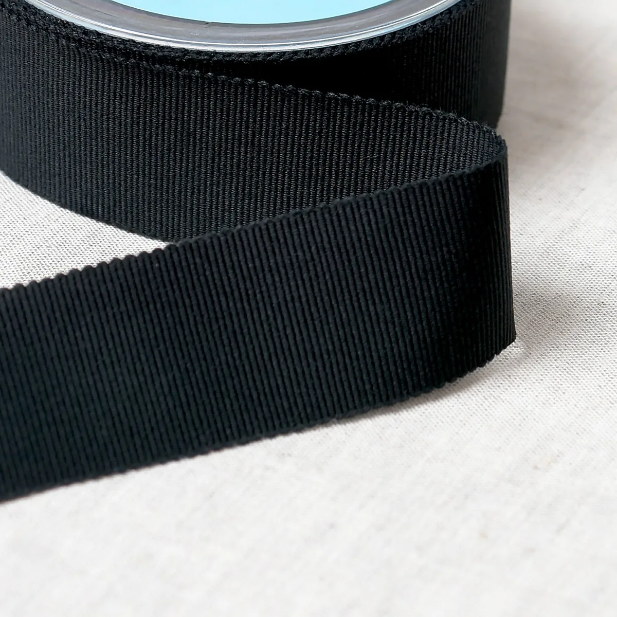 Ripsband aus Baumwolle 25 mm in Schwarz mit feiner Querrippe