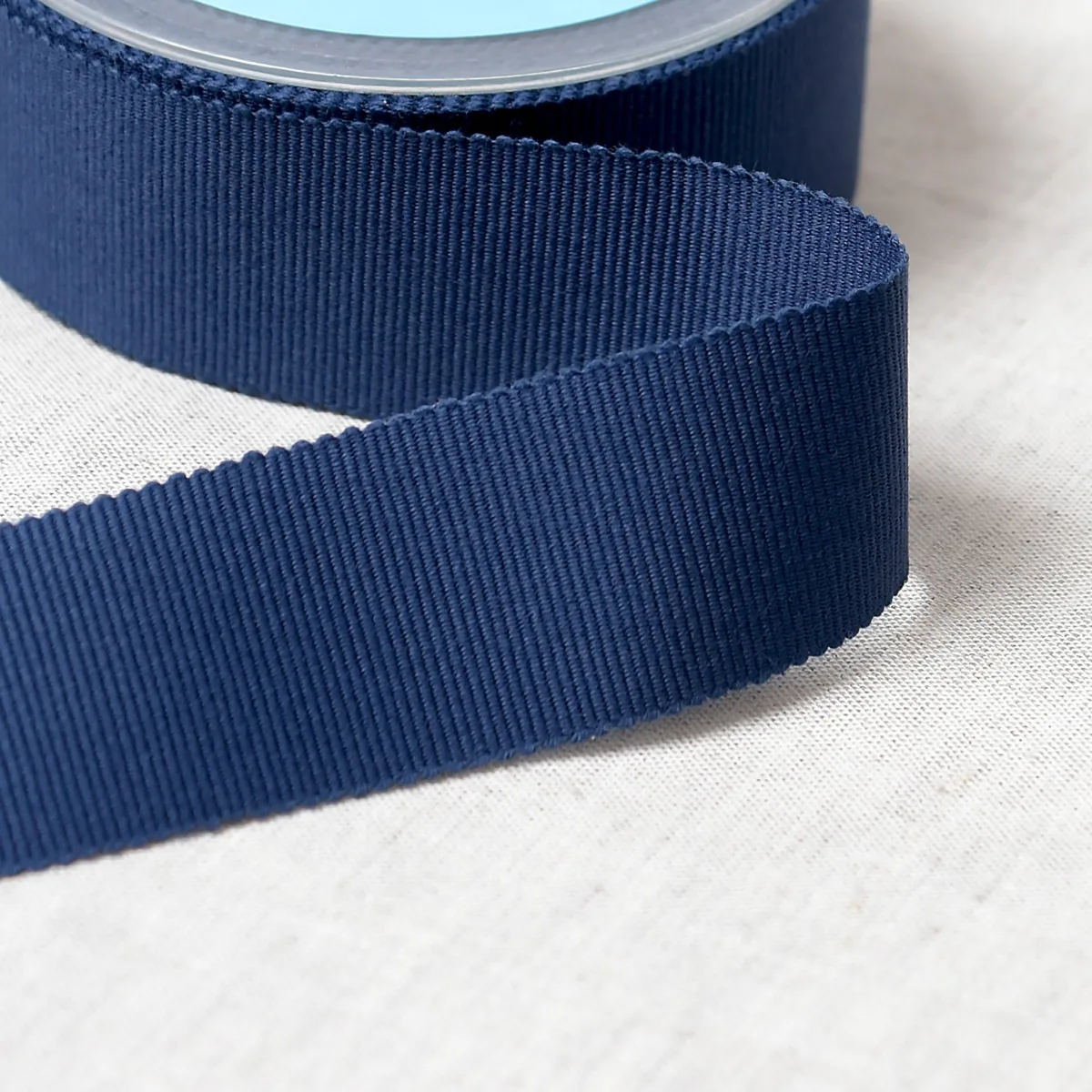 Ripsband aus Baumwolle 25 mm in Marine mit feiner Querrippe