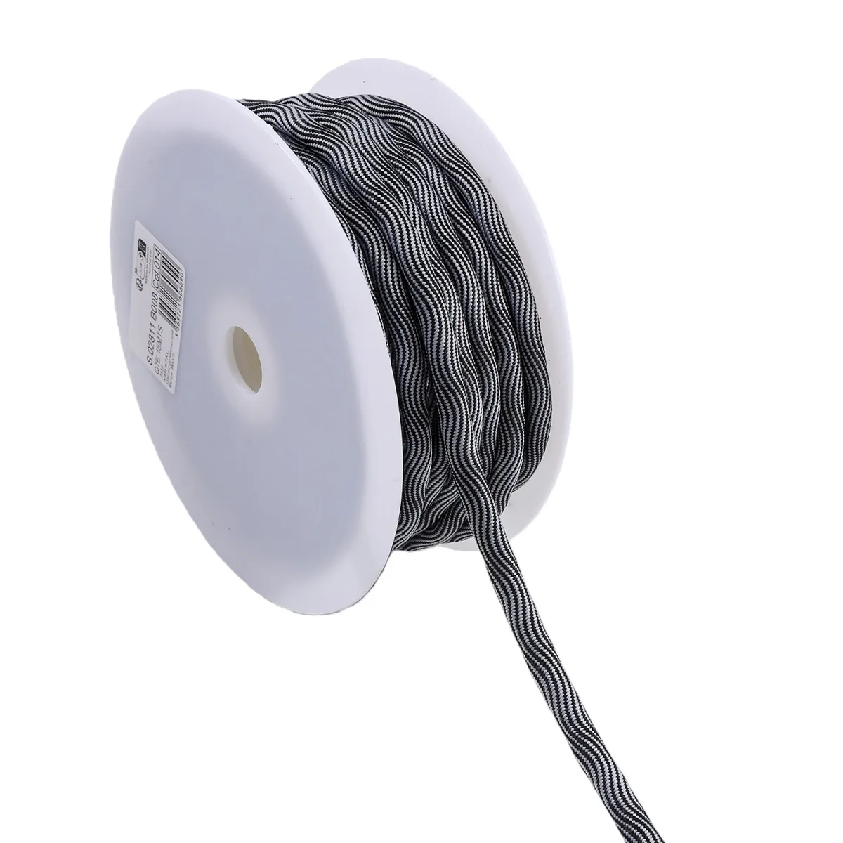 Gedrehte Kordelschnur 8 mm in Schwarz/Weiß auf der Spule