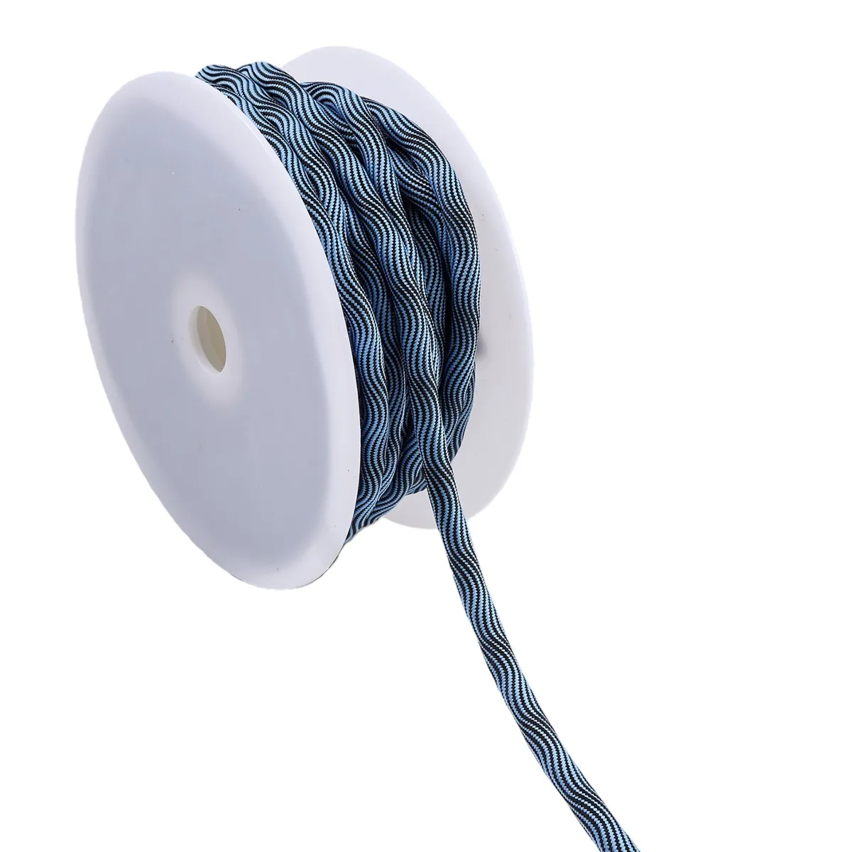 Gedrehte Kordelschnur 8 mm in Jeansblau/Weiß auf der Spule