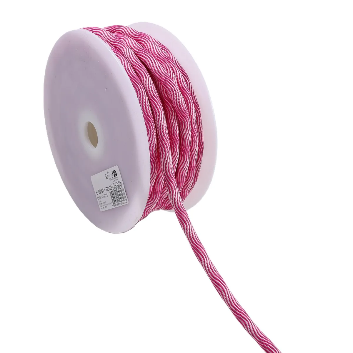 Gedrehte Kordelschnur 8 mm in Pink/Weiß auf der Spule