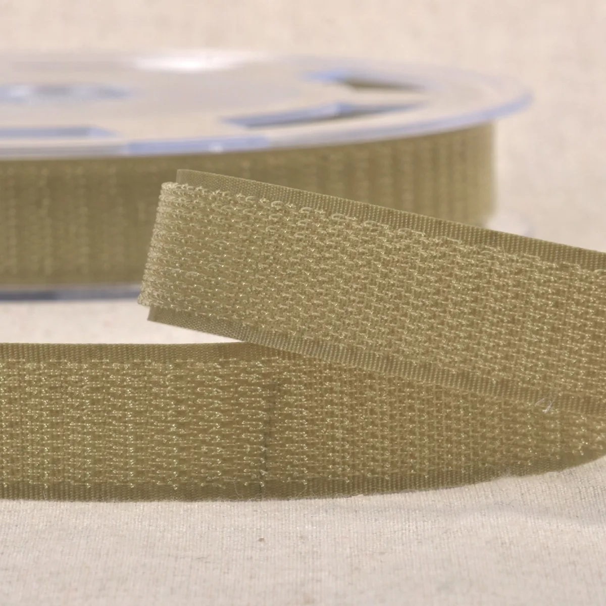Klettband 20 mm in Khaki mit Haken- und Flauschseite
