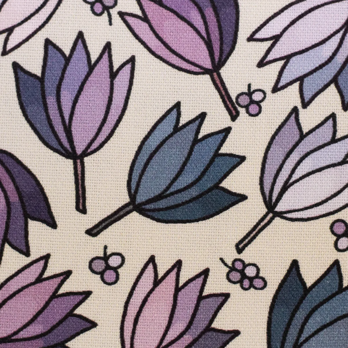 Canvas Floral Tales mit Tulpen auf Creme, in der Nahaufnahme