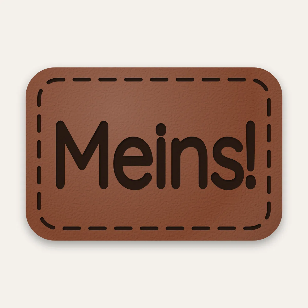 Kunstleder-Label Meins! in Rotbraun mit gelaserter Ziernaht