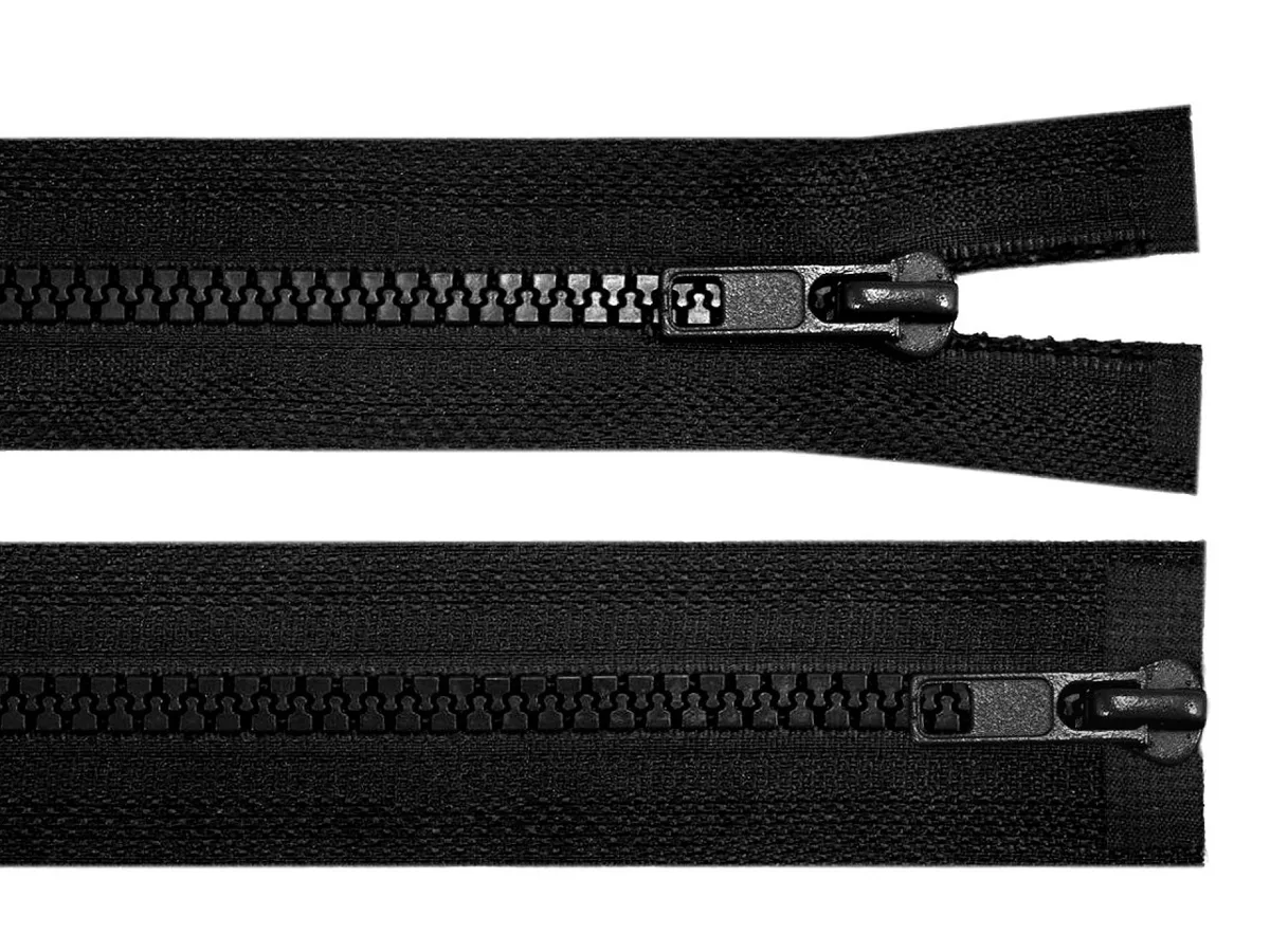 2-Wege-Reißverschluss teilbar in Schwarz, 80 cm, Krampe mit zwei Schiebern