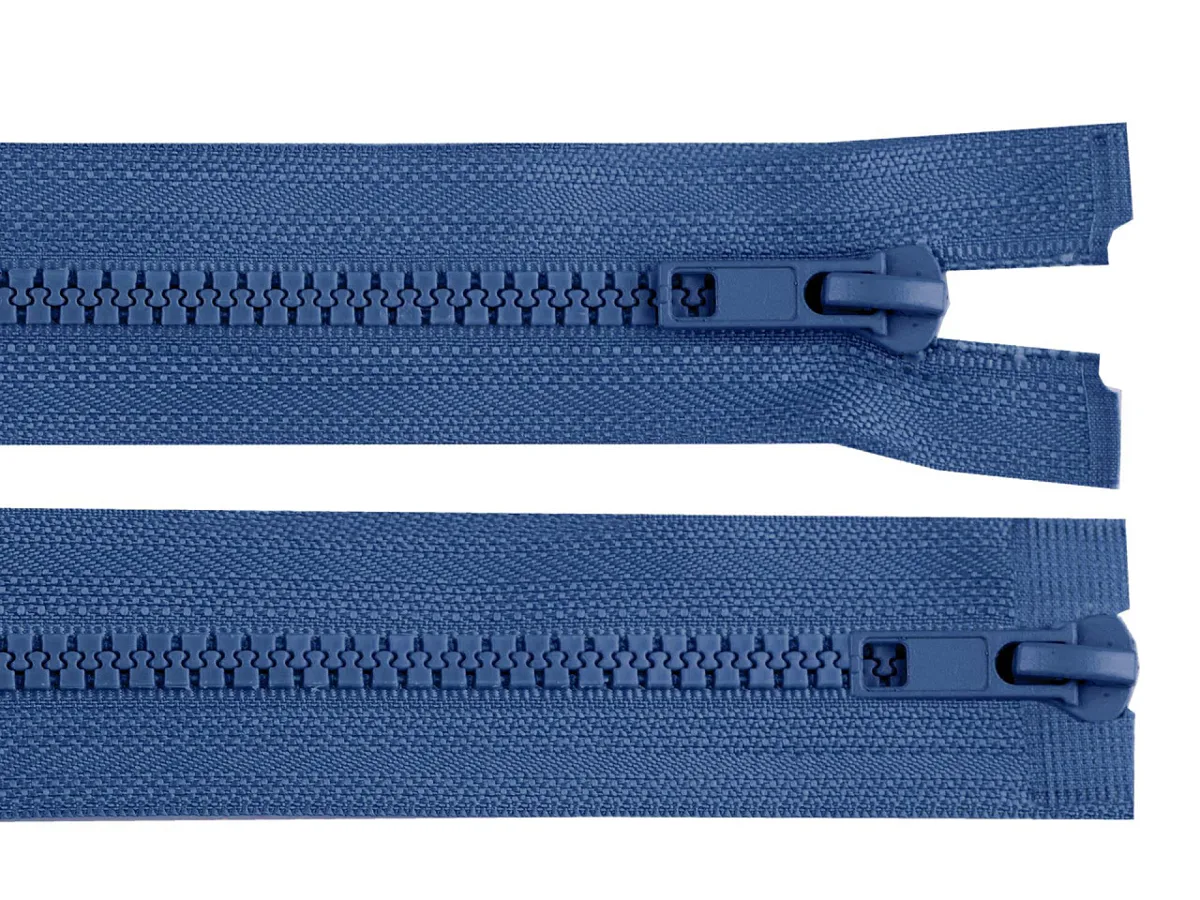 2-Wege-Reißverschluss teilbar in Jeansblau, 85 cm, Krampe mit zwei Schiebern